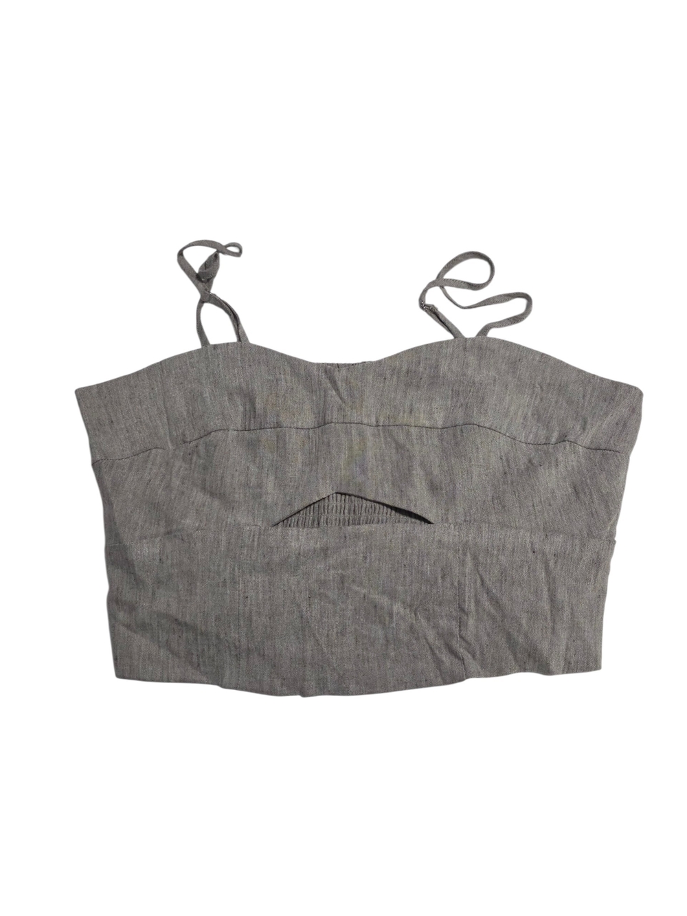 Jason Wu Grey Linen Blend Keyhole Crop Top